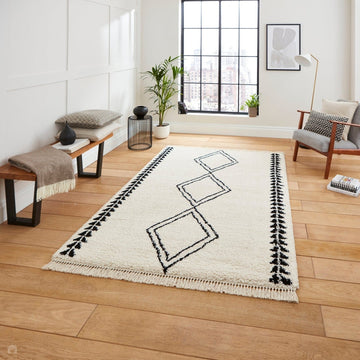 Scandi-Boho RL05 Modern Moroccan Berber Soft Plush Shaggy White/Black Rug-Rug Love Exclusive-Rug Love - The Most Loved Rug Store